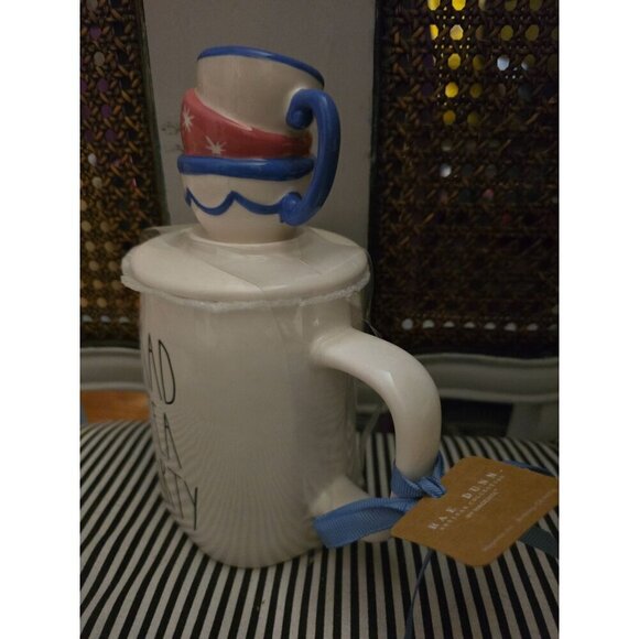 NWT Rae Dunn Disney Alice in Wonderland Mad Tea Party Topper Mug - Picture 3 of 9